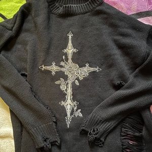 DOLLS KILL WIDOW CROSS SWEATER